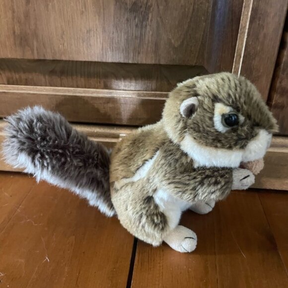 Plush 7” Squirrel Toy Standing Holding Nut Bushy Tail - Picture 7 of 10